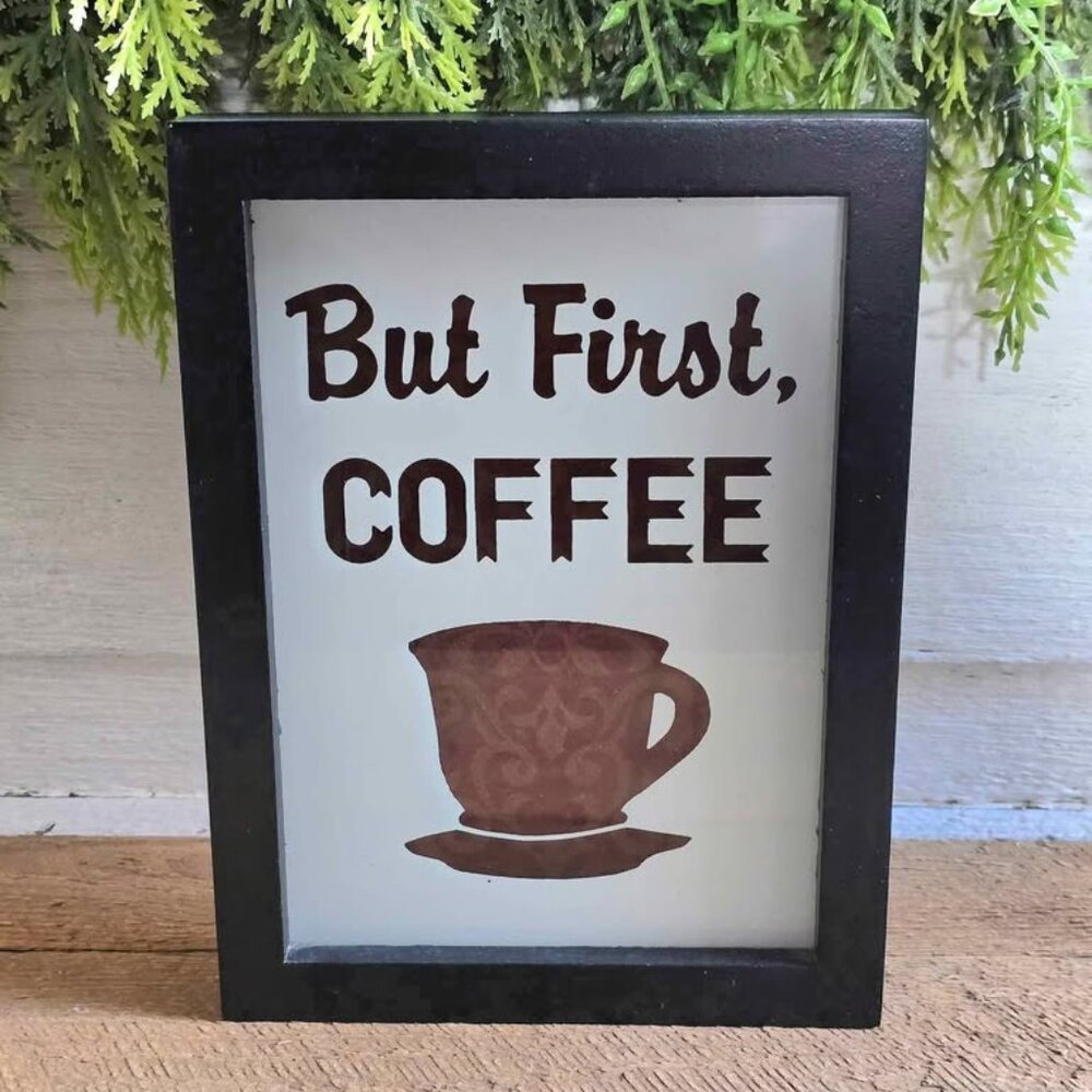 But First, Coffee Cup Black Framed Wall Hanging